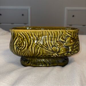 Vintage McCoy Mushroom Pedestal Planter Green